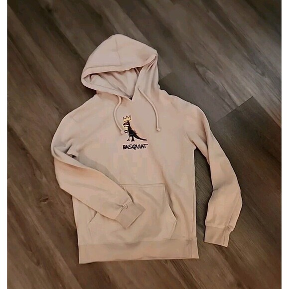 Jean-Michel Basqiat Hoodie T-Rex Tan Graphic Sweatshirt  XS Dinosaur - Picture 2 of 8
